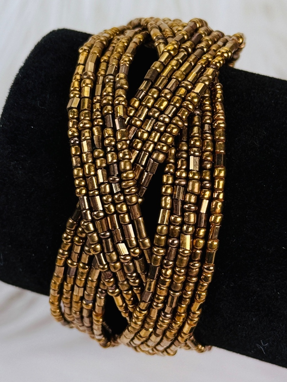 Bohemian chic beaded, braided cuff bracelet